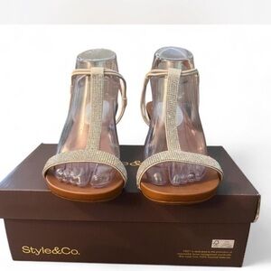 Style & Co. Women's diamond accents Tan and Gold Sandals